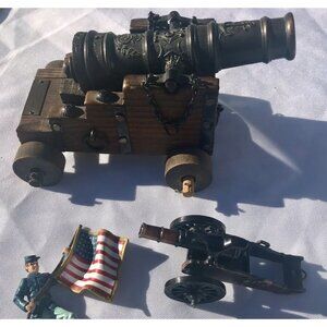 Vtg Model Antq Cannon Replica Marina Espanola Souvenir Miniatures Toy Metal Wood